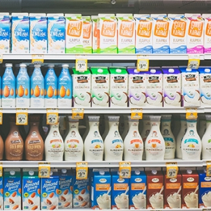 Variety of Milk in Grocery Store
