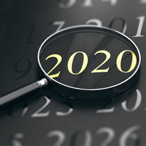 magnifying glass over "2020"